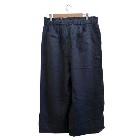 Charlie Paige New Black Linen Blend Wide Leg Crop Pant Size Large Resort Breezy - Picture 3 of 10